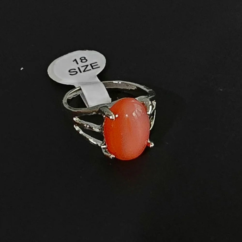 Women’s Silver Ring with Orange Oval Stone